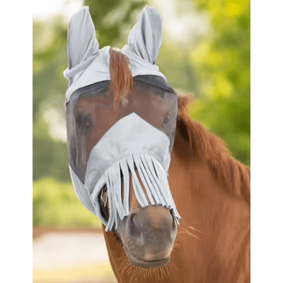 Waldhausen Flughuva Med öronskydd Och Fransar - Silver Grey – Toppenfransar – flughuva häst bäst i test 2026
