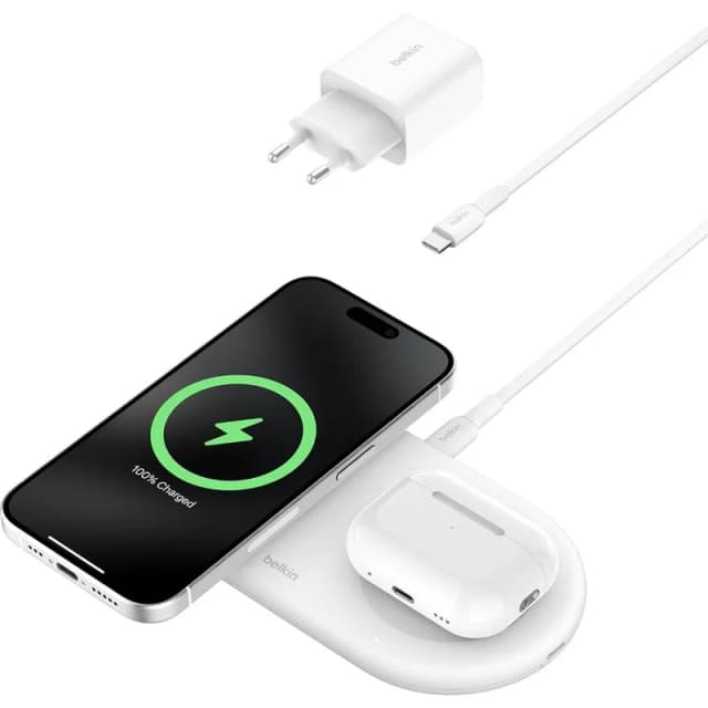 Belkin UltraCharge 2-i-1 Qi2 – Bäst i test – trådlös laddare bäst i test 2026