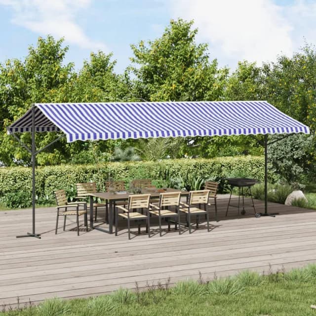 vidaXL Fristående Markis Blå Och Vit 600x300 cm Tyg Och Stål – Bäst i test – markis bäst i test 2026