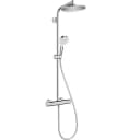 hansgrohe Crometta S - Duschsystem med termostat, Regndusch (⌀ 240 mm), Duschset med handdusch (2 stråltyper), duschslang, duschstång och rund huvuddusch (1 stråltyp), krom, 27267000