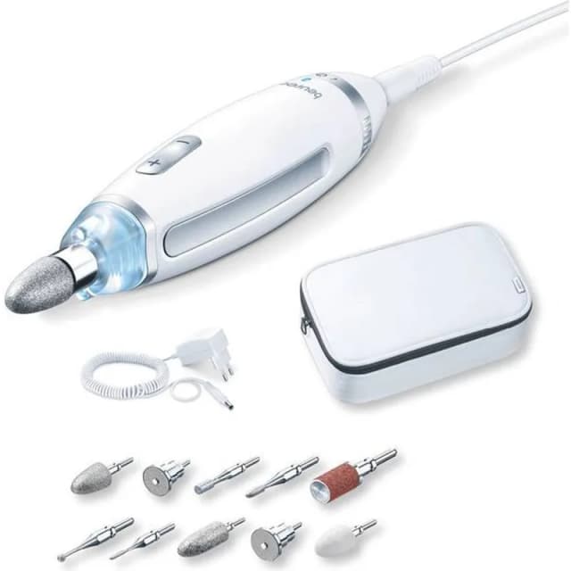 Beurer MP 62 manikyr/pedikyrset, elektrisk nagelfil med 10 högkvalitativa nagelvårdstillbehör, LED-ljus, steglös hastighetskontroll, med förvaringsväska – Bäst i test – manikyrset bäst i test 2026