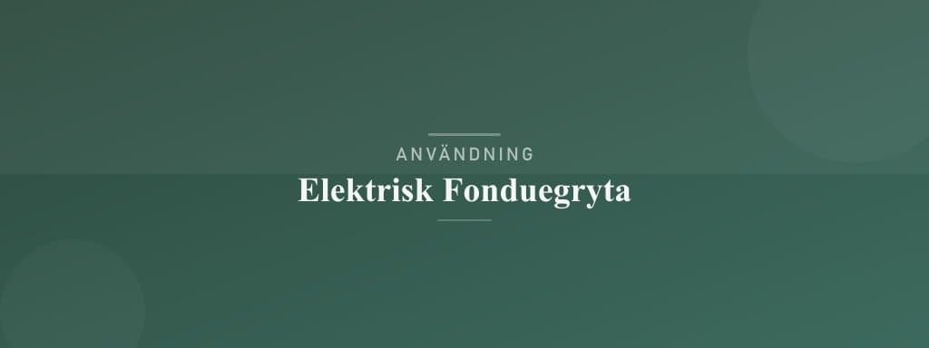 Användning elektrisk fonduegryta