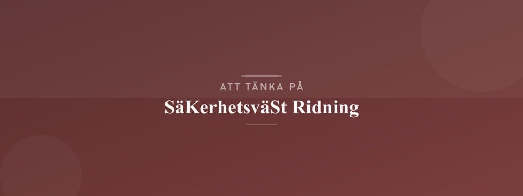 Vanliga misstag med säkerhetsväst ridning