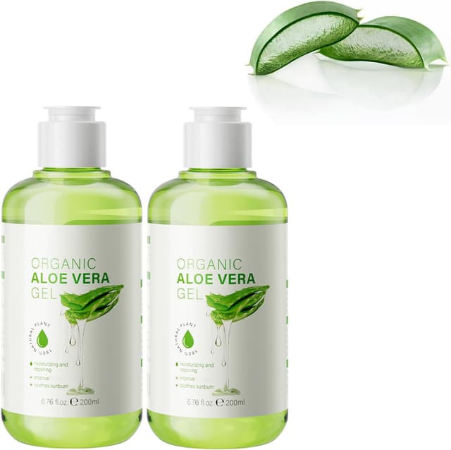 Ren aloe vera gel, naturlig aloe vera fuktgivande och lugnande vård för ansikte, kropp och hår, naturlig after sun gel för torr och solstressad hud (2 st) – Bäst i test – aftersun bäst i test 2026