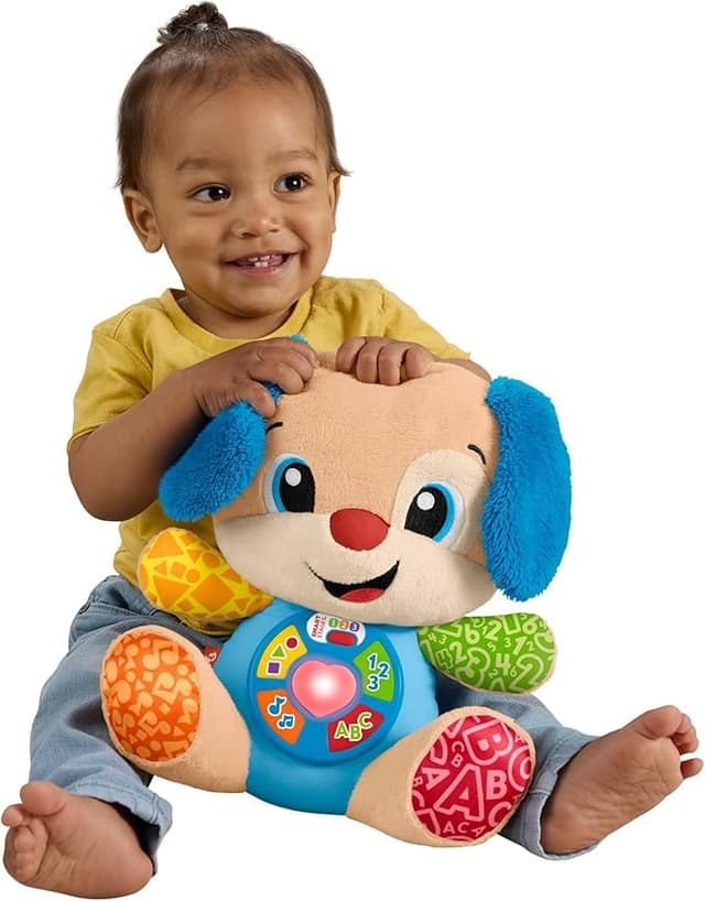 Fisher-Price Lärande leksak för nyfödda. Skratta och lär dig musikalisk plysch hund Smart Stages; för barn +6 månader flerspråkig: holländska, engelska, franska, tyska, italienska, JFD20 – Bäst i test – aktivitetsleksak bäst i test 2026
