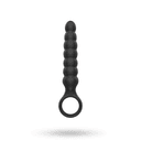 Black Ribbed Anal Plug With Vibrations