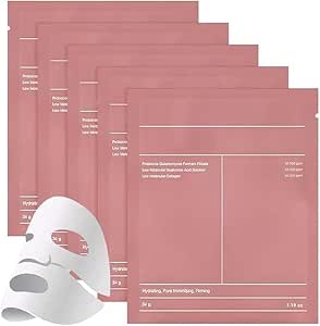 LOPHE Kollagenmask, 5 delar Kollagenmask Återfuktande Övernattningsmask, Lugnande, Fuktgivande, Kollagen Djupmask för Alla Hudtyper, Rosa