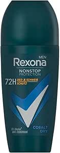 Rexona Män Nonstop Protection Anti-Perspirant Deodorant Roll-On Cobalt Dry med 72 timmars skydd mot svett och kroppslukt 50 ml