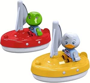 AquaPlay 8700000270 - 2-Pack Segelbåtar med Figurer - Segelbåtar med Figurerna Ankan Lotta och Grodan Nils, Från 3 år, Färgglad
