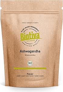 Biotiva Ashwagandha Powder Organic 1000g - Ashwagandawurzel pulver - ashwagandha - Ayurveda - indisk ginseng - WITHANIA SOMNIFERA - fyllda (DE-ECO-005) i Tyskland - vegan