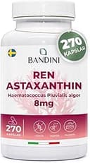 Bandini® Ren Astaxanthin 270 kapslar - 9 månaders förbrukning | Kraftfull naturlig antioxidant från Haematococcus pluvialis-alger | Naturligt Astaxantin 8 mg, hög biotillgänglighet, Icke-GMO