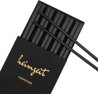 ätpinnar av högkvalitativt glasfiber i svart, 5 par pinnar i snygg design, chopsticks diskmaskinssäkra och återanvändbara