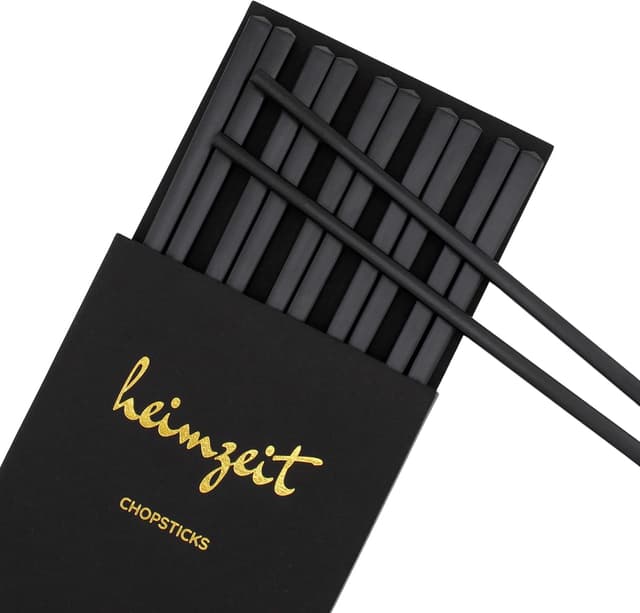 ätpinnar av högkvalitativt glasfiber i svart, 5 par pinnar i snygg design, chopsticks diskmaskinssäkra och återanvändbara – Bäst i test – ätpinnar bäst i test 2026