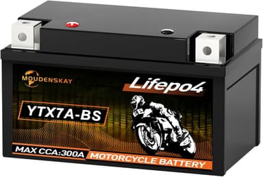 Litium motorcykelbatteri 12 V litium Powersports batteri med BMS (YTX7A-BS 12,8 V 3 Ah 300 A) LiFePO4 motorcykelbatteri startbatterier för motorcyklar, ATV, UTV, vattenfordon etc