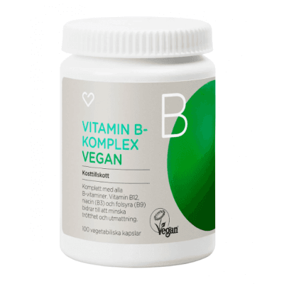 Hjärtats Vitamin B-komplex Vegan Kapsel 100 St – Prispressad vinnare – b-vitamin bäst i test 2026