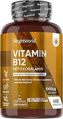 Vitamin B12-tabletter - 1000mcg - Vegan B12-tillskott - 450 metylkobalamintabletter (1+ års förbrukning) - 1 per dag - 6 mm i storlek - lätt att svälja - tillverkad i Storbritannien