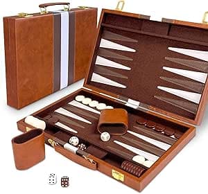 Backgammon-set, 15 tum klassiskt backgammon fodral, 2 spelare brädspel bärbar resestrategi spel set för vuxna barn (15 tum, brun) – Bäst i test – backgammon bäst i test 2026
