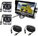 Omvänd kamerakit, 4 stift 2 x vattentät 18 LEDs mörkerseende backkamera med 10 m luftfartskabel +12-24 V 7 tum TFT LCD-skärm för stor lastbil/buss/husvagn/spårvagn/husbil