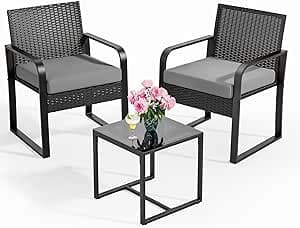Bealife Set med rottingträdgårdsmöbler, lounge-trädgård-rottingsittmöbel, balkongset, 2 personer, liten balkong utomhus, trädgårdsmöbler för verandor, innergårdar, terrasser, balkonger, poolkanter – Bäst i test – balkongmöbler bäst i test 2026