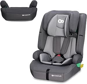 Kinderkraft SAFETY FIX 2 i-Size Bilstol, bältesstol, med Isofix, Top Tether, justerbart huvudstöd, för småbarn, spädbarn, grupp 1-2-3, 9–36 kg, upp till 12 år, R129 standarden, Grå – Bäst i test – bältesstol bäst i test 2026