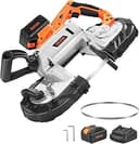 VEVOR Batteridriven bandsåg, 20 V 127 x 115 mm sågdjup metallbandsåg med borstlös motor, 4 000 mAh batteri och laddare, 0–120 m/min variabelt varvtal, för skärning av metall, trä