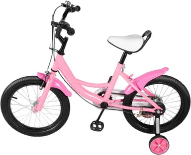Barncykel, 16-tums cykel för pojkar och flickor, barncykel med stödhjul, justerbar sadel, lämplig för barn i åldern 5 till 8 år
