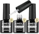 AIMEILI Baslack topplack nagellim set med hög glans, extra stark limgel för konstgjorda naglar extra stark UV/LED Soak Off Nails Glue DIY Home Salon, 3 x 8 ml