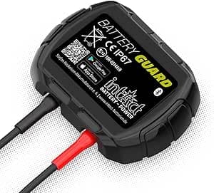 intAct Battery-Guard, batterimonitor för Bluetooth-övervakning av 12V bly- och litiumbatterier, med spännings- och temperaturvisning