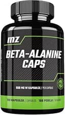 Beta Alanin 800 mg per kapsel - 180 veganska kapslar - 2 månaders förbrukning - Aminosyratillskott för förbättrad atletisk prestanda - av MZ