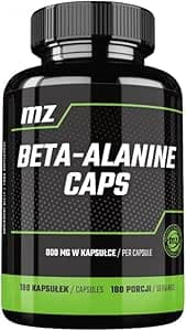 Beta Alanin 800 mg per kapsel - 180 veganska kapslar - 2 månaders förbrukning - Aminosyratillskott för förbättrad atletisk prestanda - av MZ