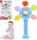 Teething leksaker för baby, babyleksaker 0-6 månader, matkvalitet bebisskallra, Montessori sensorisk bitleksak för att förhindra fingersugning, mjuk tuggbar bitleksak (blå)