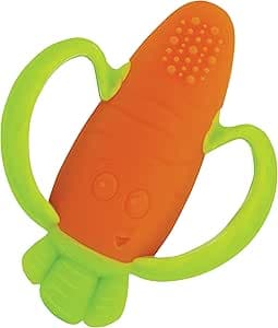 INFANTINO Lily Nibble Teethers Carröd, bitring morot – sensorisk bitring och greppleksak, tandhjälp för baby med praktiska handtag, orange