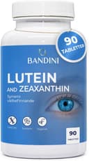 Bandini® Högdos Lutein och Zeaxantin, Ögontillskott med Blåbär och Rödvin, Zink, Vitamin A, B2 och E – Naturligt Synstöd – 90 Tabletter
