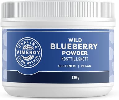 Vimergy Vilda Blåbärs Pulver, 30 Portioner – Vilda Blåbär – Blåbärspulver från Hela Blåbär – Veganskt Kosttillskott – Formulerat utan Tillsatt Socker eller Fyllmedel – Icke-GMO och Glutenfri (120g)