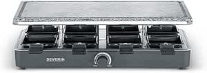 SEVERIN raclettepartygrill med naturlig grillsten, raclette med grillplatta av sten och 8 st. pannor med non-stickbeläggning, bordsgrill för 8 personer, max. 1300 W, svart, RG 2372 – Bäst i test – bordsgrill inomhus bäst i test 2026