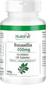 Boswellia 400 mg - med 800 mg frankincense-extrakt per daglig dos - 120 tabletter - högdos - 100% vegan - tysk produktion och laboratorietestning - NutriFair | Premium & Fair