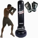 Stående boxningssäck JanTeelGO 180 cm PVC stående boxningssäck fotoväskdesign med PU-boxningshandskar lämplig för boxning träning av tonåringar och vuxna kvinna Taekwondo MMA hjälper till att lindra
