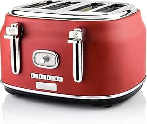 Westinghouse Retro Toaster - 4-skivad brödrost - röd – Bäst i test – brödrost 4 skivor bäst i test 2026