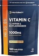 Vitamin C 1000 mg Complex | 180 Veganska Tabletter | med Nypon och Bioflavonoider | 6 Månaders Förbrukning | av Horbaach