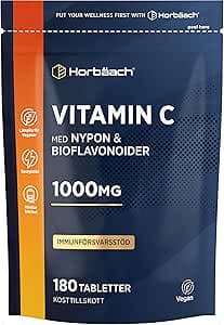 Vitamin C 1000 mg Complex | 180 Veganska Tabletter | med Nypon och Bioflavonoider | 6 Månaders Förbrukning | av Horbaach – Bäst i test – c-vitaminpulver bäst i test 2026