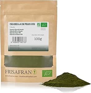 FRISAFRAN | Ekologiskt Chlorellapulver 100g | Eko Chlorella | chlorella pulver | innehåll av antioxidanter | ren och naturlig | Mikroalger | Vegetabiliska fibrer | detox | Vegetabiliskt protein