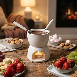 MIJOMA Mini choklad-fondue-set choklad inkl. 2 fonduegafflar vit ca 10 x 9 x 6 cm