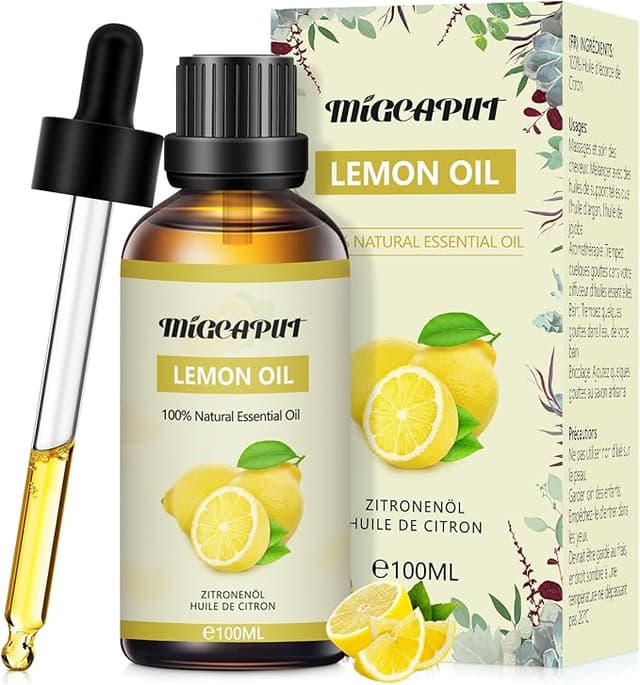 MIGCAPUT Citron Eteriska Oljor 100ML, 100% Naturlig Aromaterapi Doftoljor, Premium Citronolja Aromatisk Olja för Diffusor, SPA, Massage, Handgjord Tvål, Handgjord Ljusstöpning – Bäst i test – citronolja bäst i test 2026