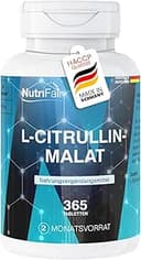 L-citrullinmalat – 365 tabletter – 6600mg per dagdos – 100% L-citrullin-DL-malat utan tillsatser – Hög dosering – 100% veganskt – Tysk tillverkning och laboratorietestning – NutriFair