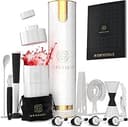 BarDeluxe® Cocktail Set 12 Delar, Cocktail Bar Set | 750 ml Cocktail Shaker i Rostfritt Stål | Inkluderar Lyxig Presentförpackning, Receptbok och Förvaringspåse (Vit)