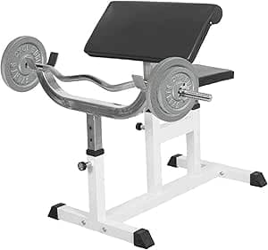 GORILLA SPORTS Curlbank med SZ-curlset, vit, justerbar – hantelbänk med curlstång, vikter och stjärnlås, kan belastas upp till 200 kg – Bäst i test – curlbänk bäst i test 2026