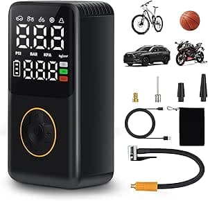 Bärbar Elektrisk Luftpump, Bildäckspump med Stöd, USB-C Uppladdningsbar, 150PSI, 4000 mAh Trådlös Luftpump för Bildäck, för Motorcykel, Bil, Boll, Cykel