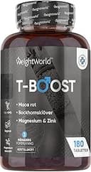 T Boost - 180 veganska tabletter med zink, macaextrakt, magnesium, bockhornsklöver - Kosttillskott - 3 månaders förbrukning - Magnesiumstearatfri - WeightWorld