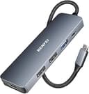 BENFEI USB C Hub 5-i-1 med 4K HDMI, 3 USB-A, 100 W strömförsörjning, silikon och vävd designkabel, aluminiumfodral kompatibel med MacBook Pro/Air, iPad Pro, iMac, iPhone 15-serien, XPS, Thinkpad pad