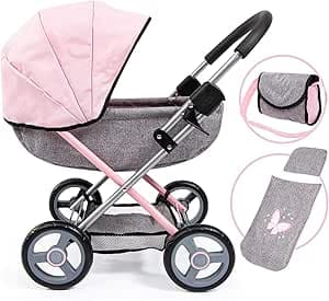 Bayer Design 12733AA Dockvagn Cosy, vikbar, Täcke, kudde, väska, grå, fjäril